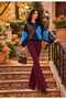 Women's Wide Baklava Pattern Navy Blue Color Polo Collar Sweater