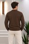 Men's Crew Neck Waffle Fabric Regular Fit Sweat 5851 - 4