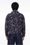 Men's Floral Printed Relax Fit Jean Jacket Navy Blue - 3