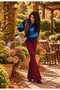 Women's Wide Baklava Pattern Navy Blue Color Polo Collar Sweater - 7