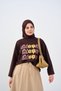 Women's Text and Daisy Printed Long Sleeve Bodysuit Brown - 2