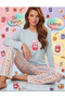 Cute Kawaii Soft Jam Zipper Collar Long Sleeve Double Pajama Set