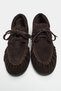 Katy Bitter Brown Genuine Suede Leather Saraç Drawstring Detail Marine Women's Loafer - 5