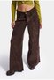 Women's Coffee W6-81 Palazzo Fit Smooth Velvet Fabric Trousers - 3