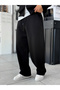 Black Basic Loose Fit Shawl Collar Tracksuit Pm-110