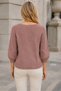 Women's Boat Neck Raglan Sleeves Balloon Sleeve Woven Detailed Comfortable Fit Soft Textured Elegant Casual Cinnamon Knitwear Sweater - 3