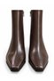 Women's Brown Leather Heeled Boots with Front Stitching Detail - 4