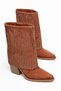 Women's Cowboy Boots Pointed Toe Stone Detailed Thick Heel Western Boots - 3