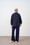 Women's Suit with Snap Fasteners and Zipper on the Front, Parachute Detail, Navy Blue