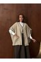 Contrast Stitched Buckle Detailed Poncho / Cape Beige- 0029