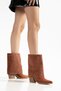 Women's Cowboy Boots Pointed Toe Stone Detailed Thick Heel Western Boots - 6