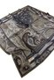 Patterned Cotton Silk Scarf 90X90 Ls2212 13-Khaki-Ash Brown-Light Mink - 2
