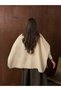 Contrast Stitched Buckle Detailed Poncho / Cape Beige- 0029 - 4