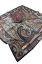 Patterned Cotton Silk Scarf 90X90 Ls2212 14-Stone-Khaki-Burgundy-Navy Blue - 2