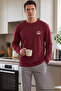 Burgundy Embroidered Cotton Lycra Knitted Pajama Set 26241801-5 - 2