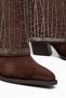 Women's Cowboy Boots Pointed Toe Stone Detailed Thick Heel Western Boots - 5