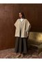 Contrast Stitched Buckle Detailed Poncho / Cape Beige- 0029 - 2
