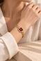 Bonis Women's Wristwatch Burgundy Dial Gold Steel Band Rectangular Case Stone Detailed Elegant Analog Women's Watch - 6