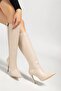 Zri̇nx-226 Premium Beige Zippered Elastic Thin High Heeled Women's Boots 11 Cmvvvvv - 3