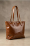 Women's Tan Color Shoulder Bag with Zipper for Daily Use Adjustable Shoulder Strap Tote Bag - 5