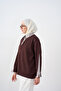 Women's Shirt Collar Stripe Detail Sweatshirt Brown - 2