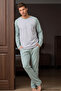 Mint Green Deer Embroidered Cotton Lycra Knitted Pajama Set 26241802-2 - 2