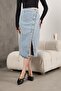 Asymmetrical Button Detailed Denim Skirt - 4