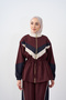 Women's Double Color Adjustable Waist Zipper Suit Burgundy - 7