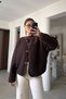 Premium V-Neck Buttoned Fleece Cardigan - Brown