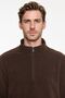 Men's Dark Brown Anti-Pilling Non-Pilling Standard Fit Stand Collar Cold-Proof Fleece Sweatshirt - 4
