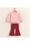 Baby Girl Heart Appliqued Sweatshirt and Ribbed Spanish Leggings 2-Piece Set - 5