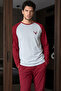 Burgundy Deer Embroidered Cotton Lycra Knitted Pajama Set 26241802-4