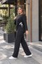 Plus Size Women's Stylish Two-Piece Suit with Side Shawl Detail. Pants and Top - 2