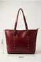 Women's Burgundy Color Shoulder Bag with Zipper for Daily Use Adjustable Shoulder Strap Tote Bag - 5
