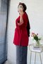 Premium Side Slit Waist Tie Blouse - Red - 7