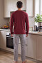 Burgundy Embroidered Cotton Lycra Knitted Pajama Set 26241801-5 - 4
