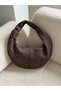 Suede Textured Knot Detailed Hand and Shoulder Bag