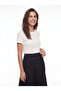 Black Cotton Blend Waist-Tie Draped Flared Cut Long Skirt with Zipper Detail - 4