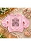 100% Cotton Girls' Tracksuit Set Acapella Floral Printed Sweatshirt Wide-Leg Pants Pink Brown - 2