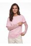 Pink Cotton Crew Neck Oversize Transparent Lace Long Sleeve Detailed T-Shirt - 2