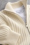 Men's Double Zipper Knitwear Cardigan Regular Soft Textured Basic Cardigan - Ecru - 2