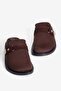Women's Suede Slippers Closed Toe Lori Brown with Gold Accessories - 3