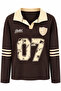 2257 Women's 07 Printed Polo Collar Oversize Sweatshirt Brown