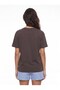 Brown Soft Stretch Fabric Crew Neck Relaxed Fit Printed Short Sleeve T-Shirt with Embroidery Detail - 4