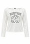 White Viscose Blend Boat Neck Long Sleeve Flexible New York Printed Comfortable Fit T-Shirt