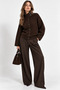 Bitter Brown Knitwear Textured Stand Collar Oversized Form Button Detailed Long Sleeve Knitted Cardigan - 5