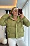 Green Woven Fabric Hooded Long Sleeve Zippered Inflatable Coat with Lace-Up and Snap Detail - 3