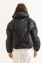 Black Stand Collar Oversize Inflatable Coat with Elastic Bottom and Adjustable Drawstring Zipper - 6