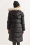 Black Woven Fabric Long Sleeve Comfortable Fit Hooded Double Pocket Zippered Inflatable Coat - 6