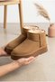 Women's Stoned Platform Thick Sole Short Boots with Fur Inside, Warm and Comfortable Snow Boots, Suede Boots - 3
